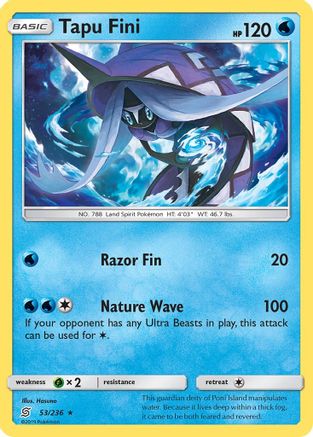 Tapu Fini 053/236  - Reverse Holofoil SM  Unified Minds - Rare