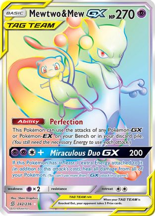 Mewtwo & Mew GX (Secret) 242  - Holofoil SM  Unified Minds - Secret Rare