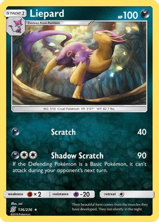Liepard 136  - Reverse Holofoil SM  Unified Minds - Rare