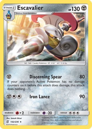 Escavalier 142  - Reverse Holofoil SM  Unified Minds - Rare