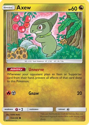 Axew 154/236  - Reverse Holofoil SM  Unified Minds - Common