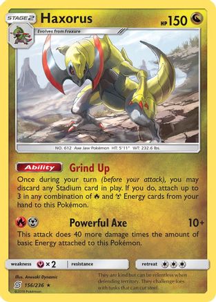 Haxorus 156/236  - Reverse Holofoil SM  Unified Minds - Holo Rare