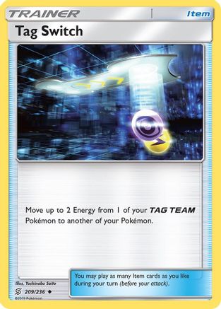 Tag Switch 209  - Reverse Holofoil SM  Unified Minds - Uncommon