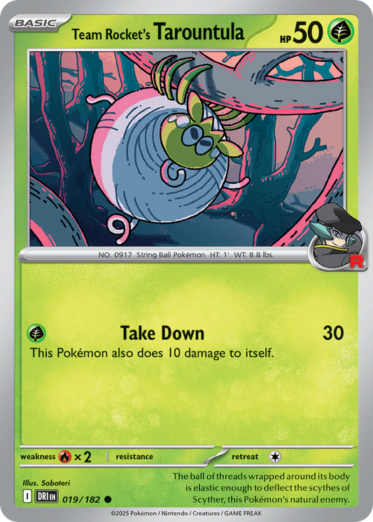 Team Rocket's Tarountula - 019/182 - Common - Reverse Holofoil