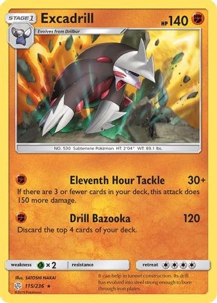 Excadrill 115/236  - Reverse Holofoil SM  Cosmic Eclipse - Holo Rare