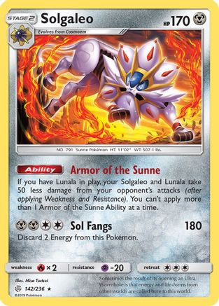 Solgaleo 142/236  - Reverse Holofoil SM  Cosmic Eclipse - Holo Rare