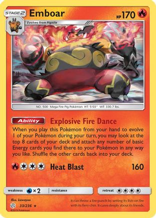 Emboar 033/236  - Reverse Holofoil SM  Cosmic Eclipse - Rare