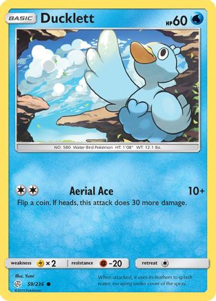 Ducklett 059/236  - Reverse Holofoil SM  Cosmic Eclipse - Common