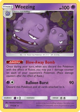 Weezing 077/236  - Reverse Holofoil SM  Cosmic Eclipse - Rare
