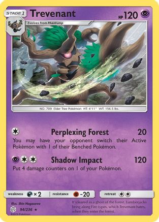 Trevenant 094  - Reverse Holofoil SM  Cosmic Eclipse - Rare
