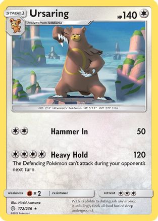 Ursaring 172  - Reverse Holofoil SM  Cosmic Eclipse - Rare