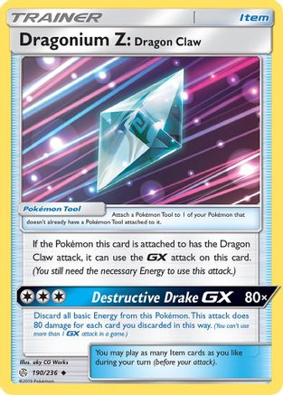 Dragonium Z: Dragon Claw 190/236  - Reverse Holofoil SM  Cosmic Eclipse - Uncommon
