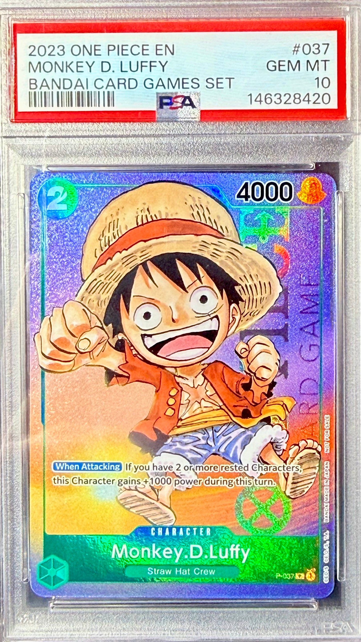 PSA 10 - Monkey.D.Luffy (Bandai Card Game Set - Gen Con 2023 Foil) P-037 (PROMO)