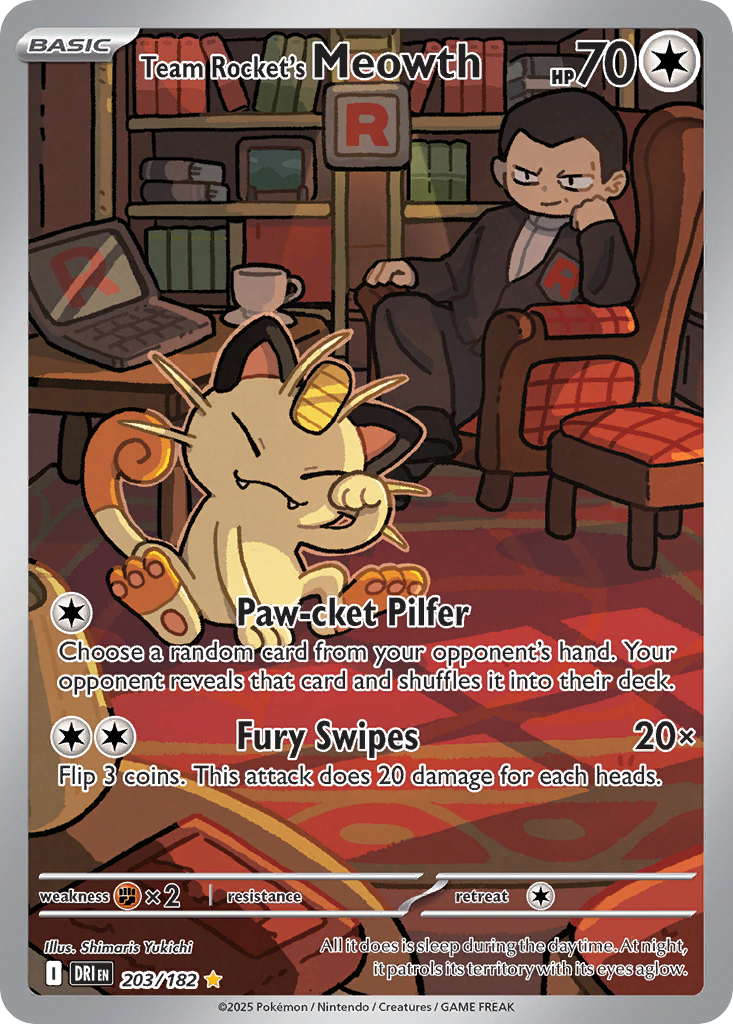 Team Rocket's Meowth - 203/182 - Illustration Rare