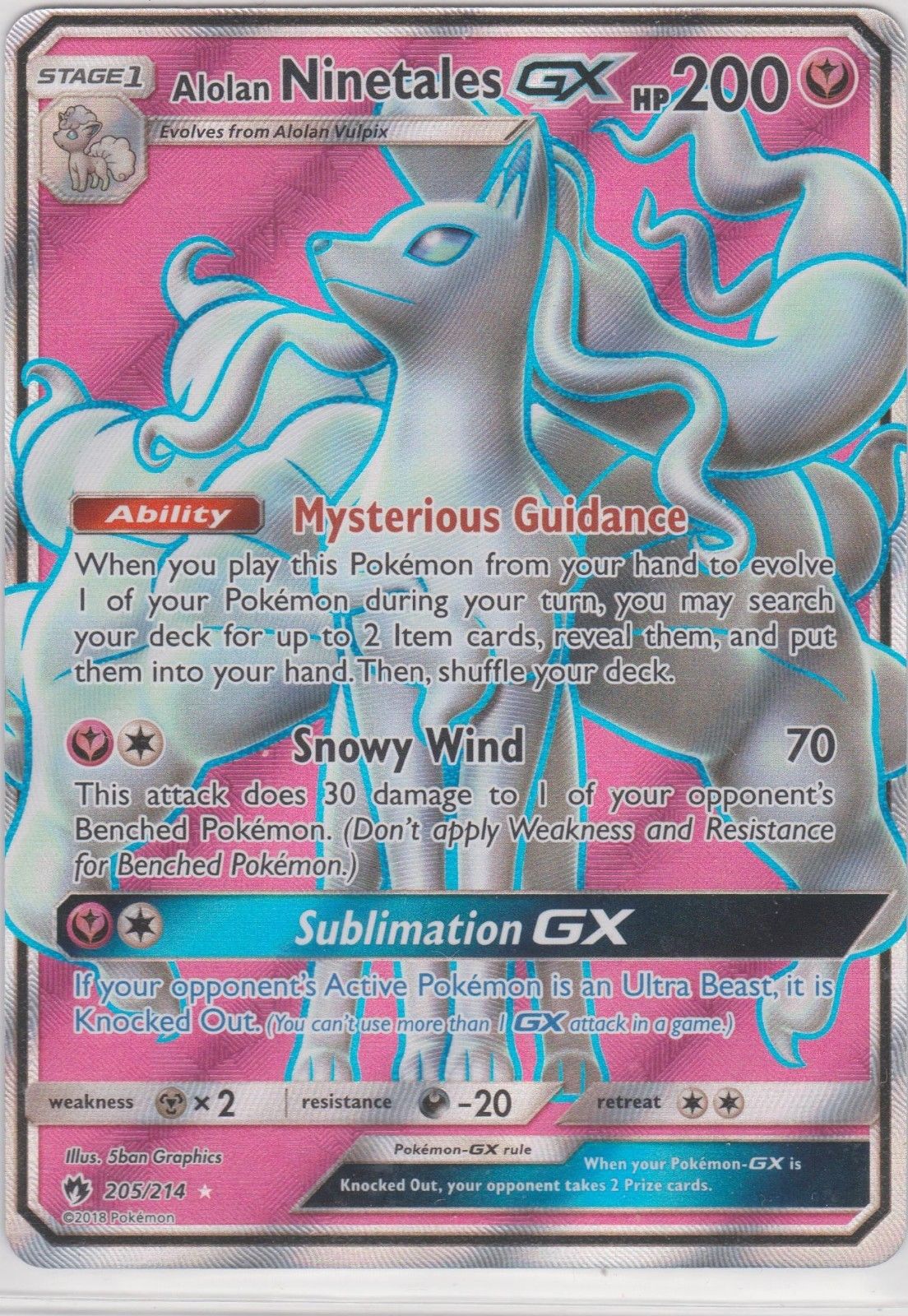 Alolan Ninetales GX (Full Art) - 205/214 - Ultra Rare