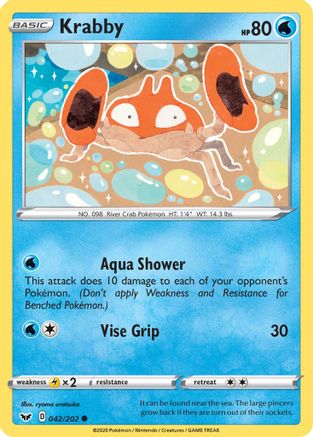Krabby (042) 042/202  - Reverse Holofoil SWSH01 Sword & Shield Base Set - Common