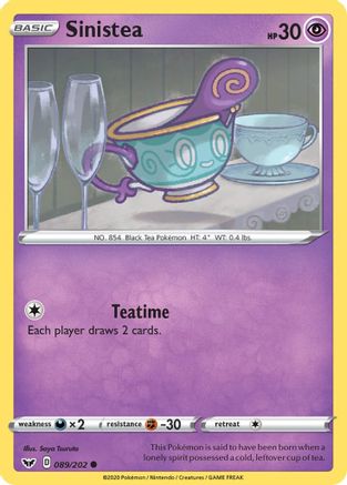 Sinistea 089/202  - Reverse Holofoil SWSH01 Sword & Shield Base Set - Common