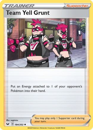 Team Yell Grunt 184/202  - Reverse Holofoil SWSH01 Sword & Shield Base Set - Uncommon