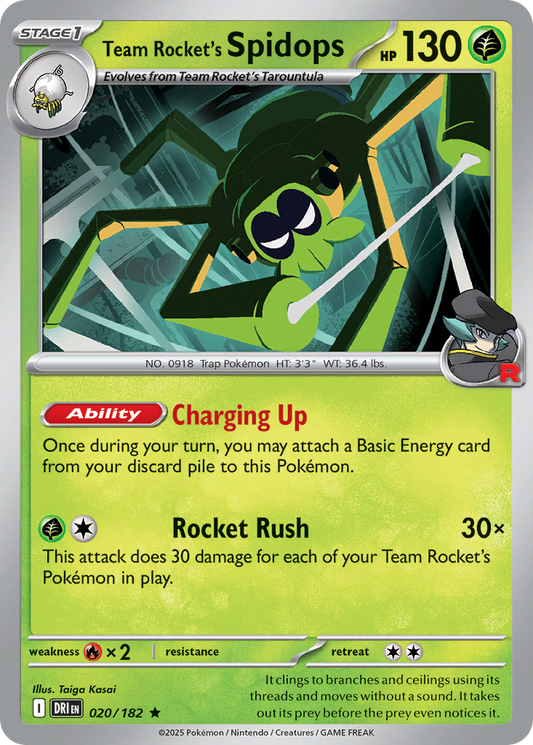 Team Rocket's Spidops - 020/182 - Rare - Reverse Holofoil