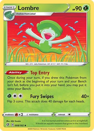 Lombre 008/192  - Reverse Holofoil SWSH02 Rebel Clash - Uncommon