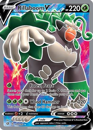 Rillaboom V (Full Art) 175/192  - Holofoil SWSH02 Rebel Clash - Ultra Rare