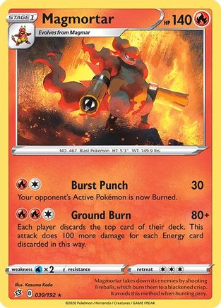 Magmortar 030/192  - Reverse Holofoil SWSH02 Rebel Clash - Rare