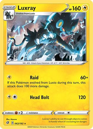 Luxray 062/192  - Reverse Holofoil SWSH02 Rebel Clash - Holo Rare