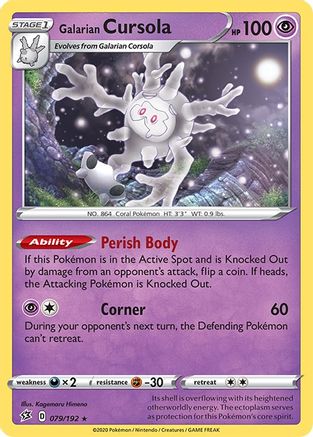 Galarian Cursola 079/192  - Reverse Holofoil SWSH02 Rebel Clash - Holo Rare