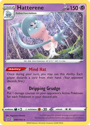 Hatterene 085/192  - Reverse Holofoil SWSH02 Rebel Clash - Holo Rare