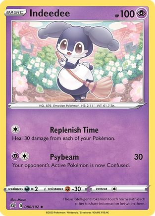 Indeedee 088/192  - Reverse Holofoil SWSH02 Rebel Clash - Uncommon