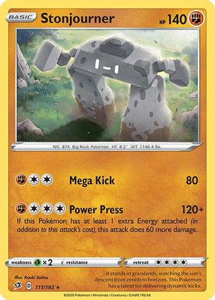 Stonjourner 111/192  - Reverse Holofoil SWSH02 Rebel Clash - Holo Rare