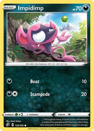 Impidimp 123/192  - Reverse Holofoil SWSH02 Rebel Clash - Common