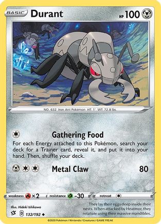 Durant 132/192  - Reverse Holofoil SWSH02 Rebel Clash - Uncommon