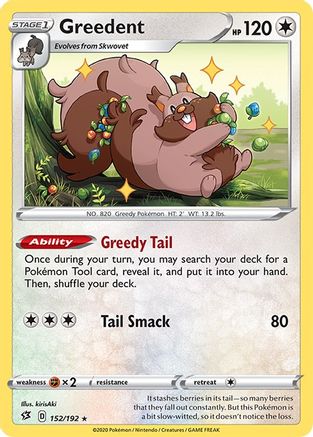 Greedent 152/192  - Reverse Holofoil SWSH02 Rebel Clash - Rare
