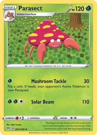 Parasect 004/189  - Reverse Holofoil SWSH03 Darkness Ablaze - Uncommon