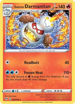 Galarian Darmanitan (28) 028/189  - Reverse Holofoil SWSH03 Darkness Ablaze - Rare
