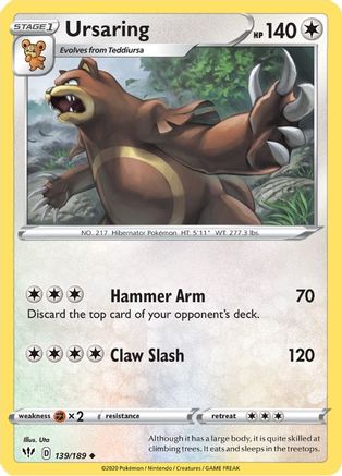 Ursaring 139/189  SWSH03 Darkness Ablaze - Uncommon