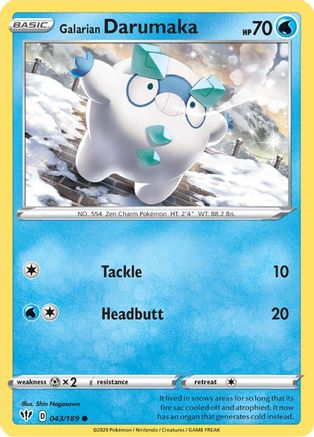 Galarian Darumaka 043/189  - Reverse Holofoil SWSH03 Darkness Ablaze - Common