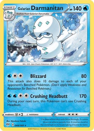Galarian Darmanitan (44) 044/189  - Reverse Holofoil SWSH03 Darkness Ablaze - Rare