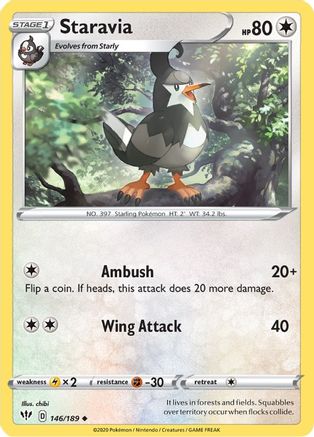 Staravia 146/189  SWSH03 Darkness Ablaze - Uncommon