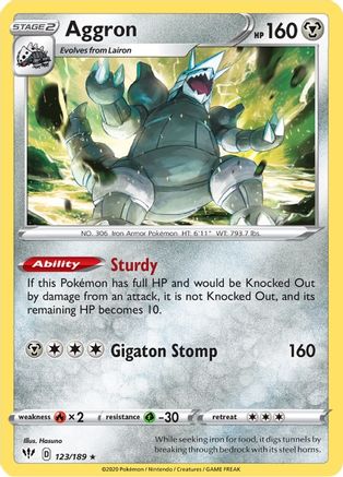 Aggron 123/189  - Reverse Holofoil SWSH03 Darkness Ablaze - Holo Rare