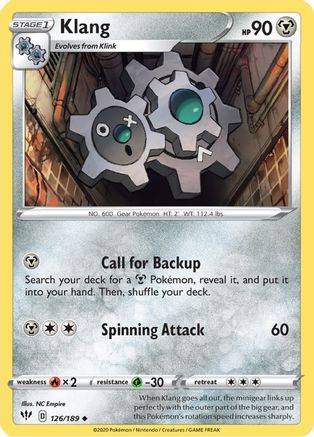 Klang 126/189  SWSH03 Darkness Ablaze - Uncommon