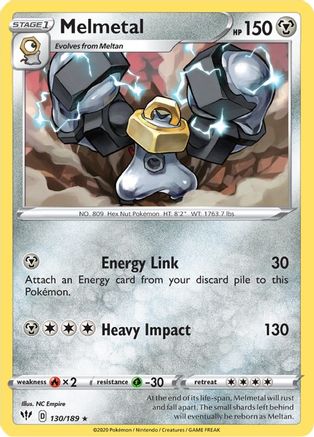 Melmetal 130/189  - Reverse Holofoil SWSH03 Darkness Ablaze - Rare