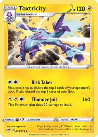 Toxtricity 063/189  - Reverse Holofoil SWSH03 Darkness Ablaze - Holo Rare