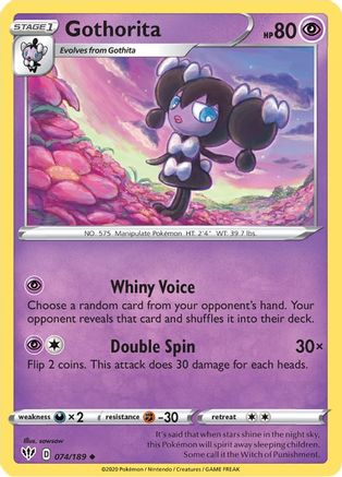 Gothorita 074/189  - Reverse Holofoil SWSH03 Darkness Ablaze - Uncommon