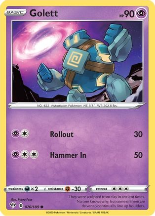 Golett 076/189  - Reverse Holofoil SWSH03 Darkness Ablaze - Common