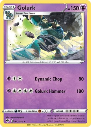 Golurk 077/189  - Reverse Holofoil SWSH03 Darkness Ablaze - Rare