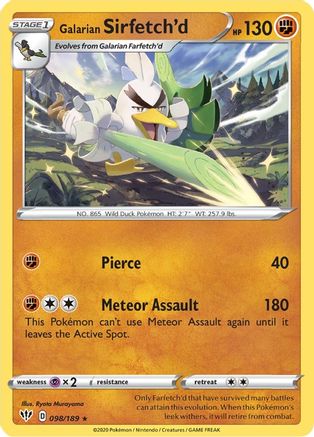 Galarian Sirfetch'd 098/189  - Reverse Holofoil SWSH03 Darkness Ablaze - Rare