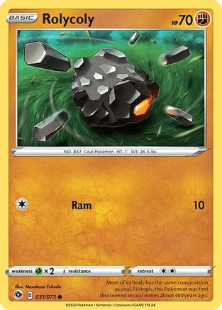 Rolycoly 031/73  - Reverse Holofoil Champions Path - Common
