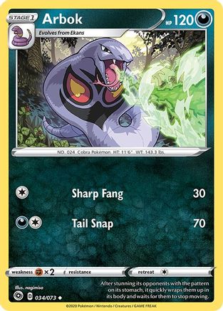 Arbok 034/73  - Reverse Holofoil Champions Path - Uncommon
